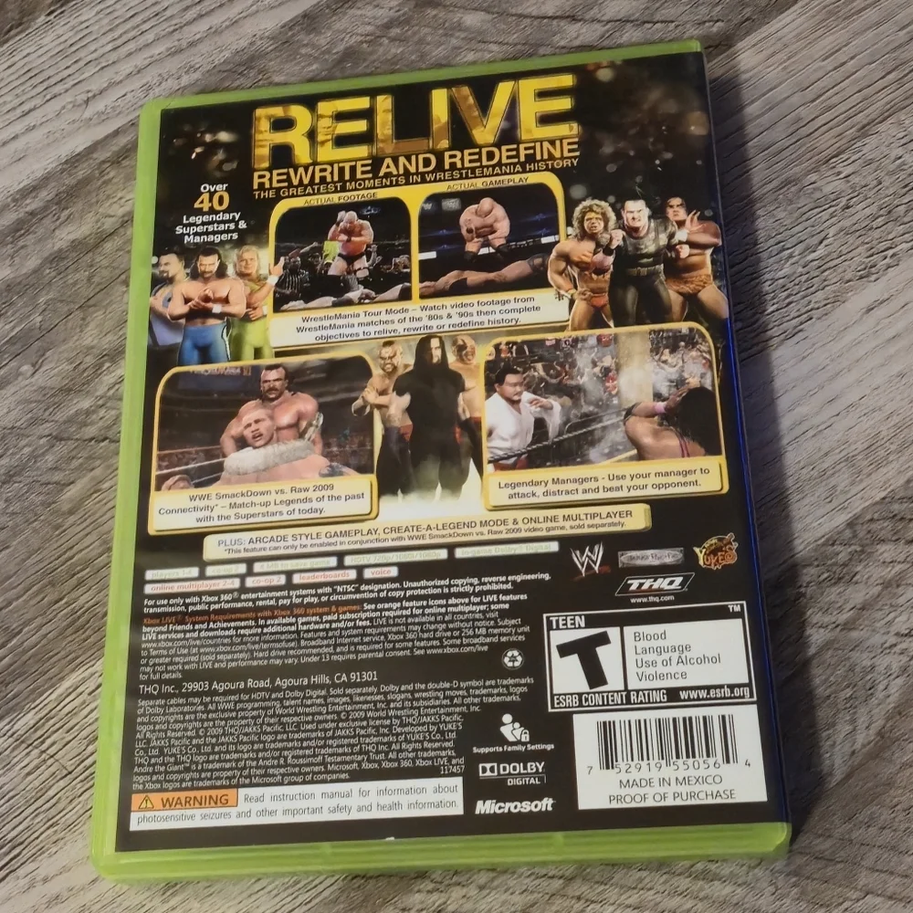 THQ WWE Legends of WrestleMania Microsoft Xbox 360 Fighting Game - Picture 2 of 4